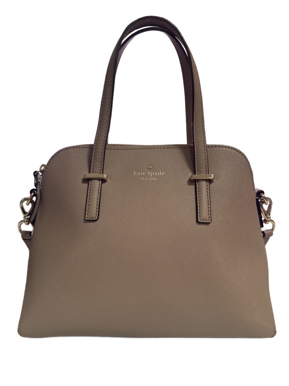 Kate Spade Cedar Street Maise Dome Satchel Crossbody Clocktower Taupe Saffiano